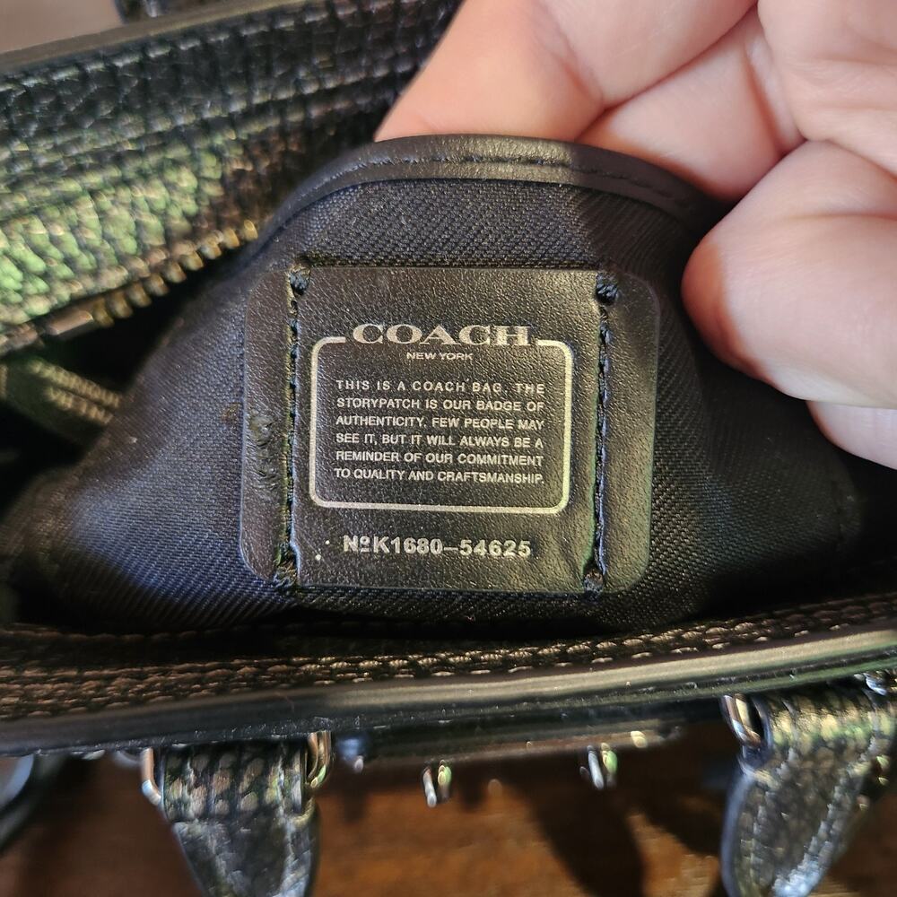 New Coach Mini Swagger 15 In Pebble Leather Gray Metallic Crossbody Bag 54625 - Picture 7 of 12